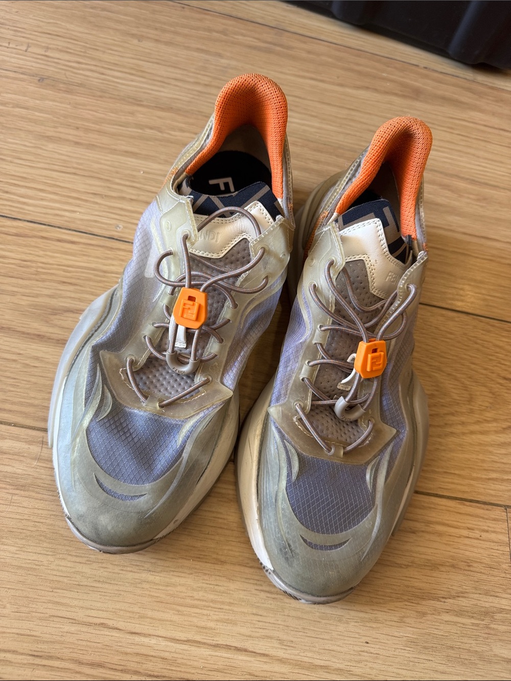Fendi Men's Sneakers in Beige and Orange